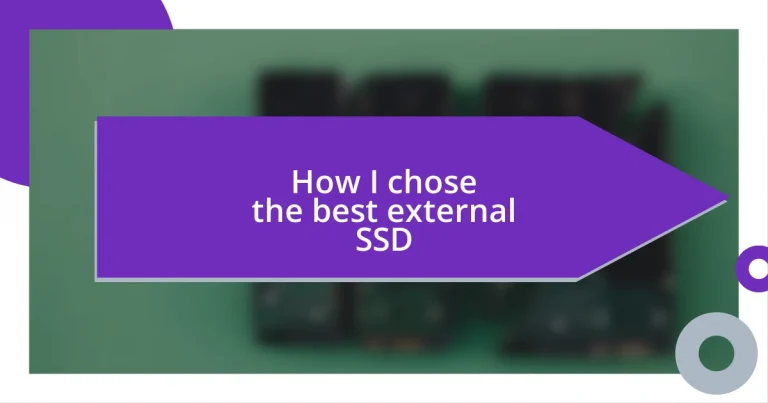 How I chose the best external SSD