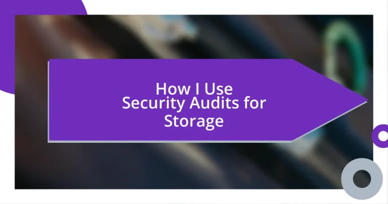 How I Use Security Audits for Storage