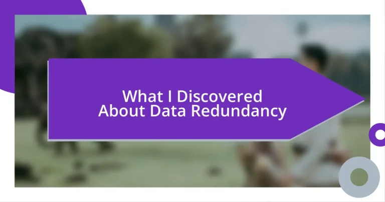 What I Discovered About Data Redundancy