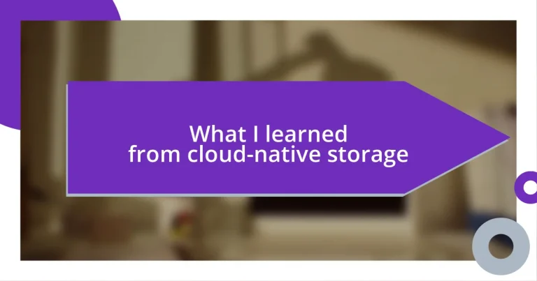 What I learned from cloud-native storage